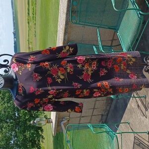 Beige by ECI Dress Women's Size 10 Black long sleeve Floral Scuba Sheath Dress